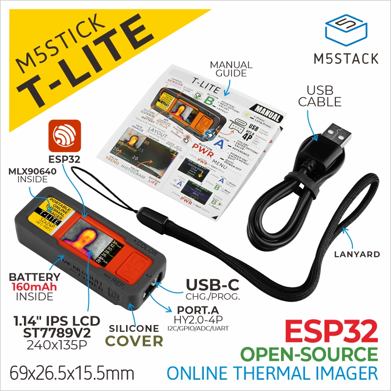 M5Stack Core2 - M5Stack ชุด Dev กล้องถ่ายภาพความร้อน M5stick T-Lite