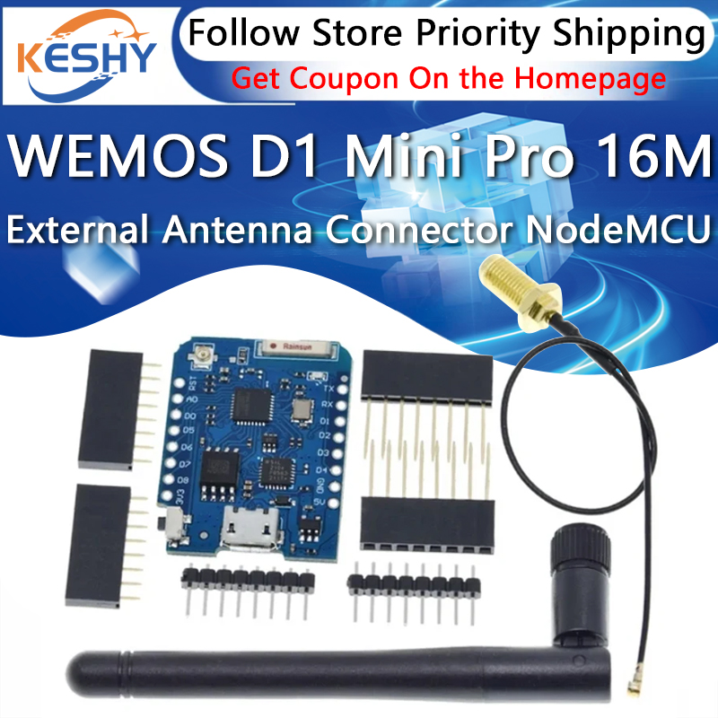 D1 Mini Pro - WEMOS D1 Mini Pro 16M ไบต์ขั้วต่อเสาอากาศภายนอก