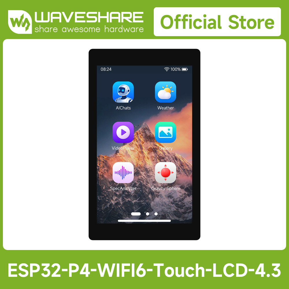 Waveshare Esp32 - เวฟแชร์ ESP32-P4-WIFI6 บอร์ดพัฒนา 4.3 นิ้ว, ความละเอียด