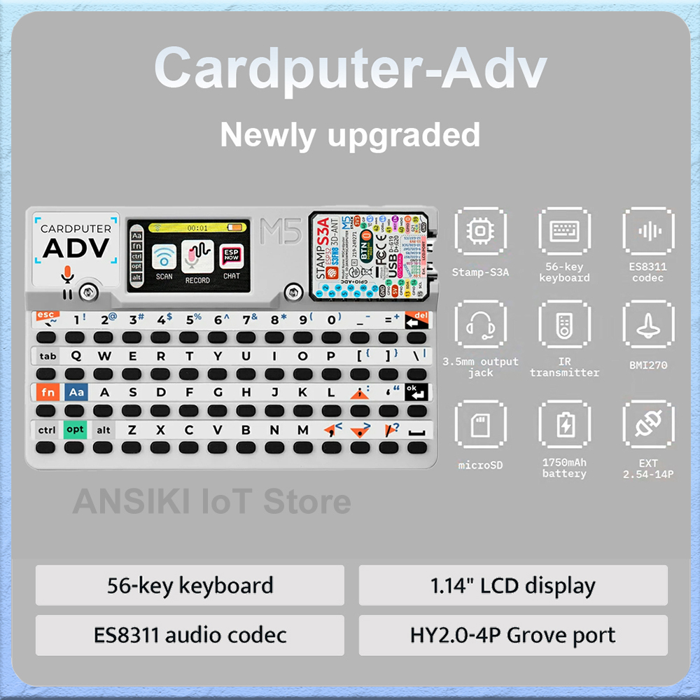 M5Stack - M5Stack Cardputer-Adv คอมพิวเตอร์การ์ดแบบตั้งโปรแกรมได้ Stamp-S3A หน้าจอ LCD