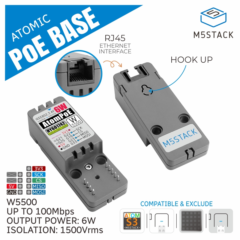 M5Stack - M5Stack ฐาน ATOMIC PoE อย่างเป็นทางการ W5500
